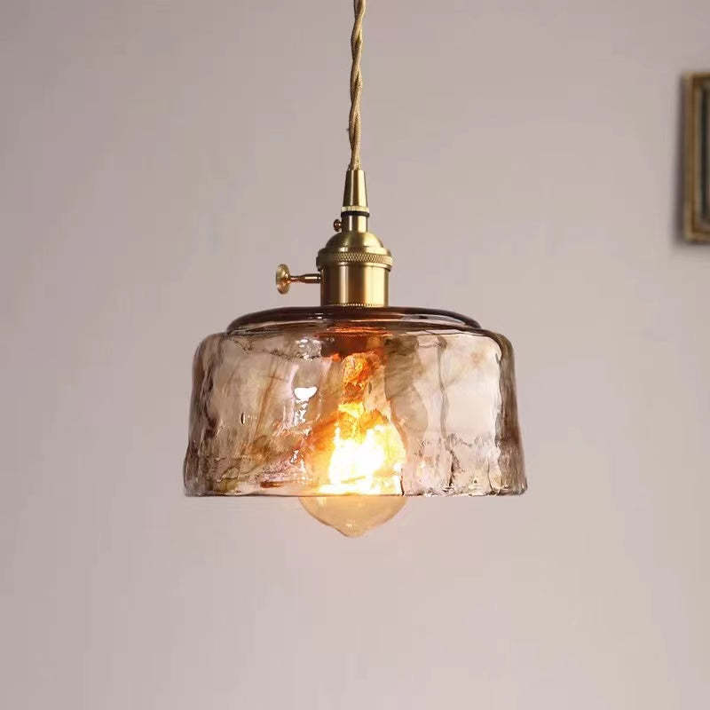 AuricLuxe Vintage LED Gold Metal And Glass Pendant Light | Veisp