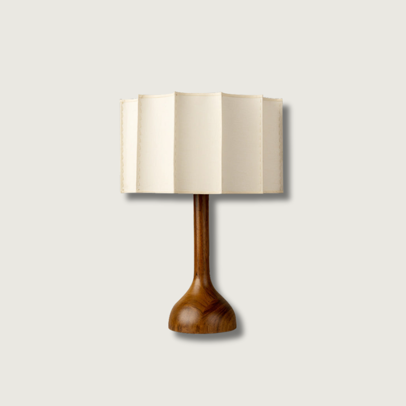 LumaHaven | Wooden Base Table Lamp With Warm Fabric Shade | Veisp