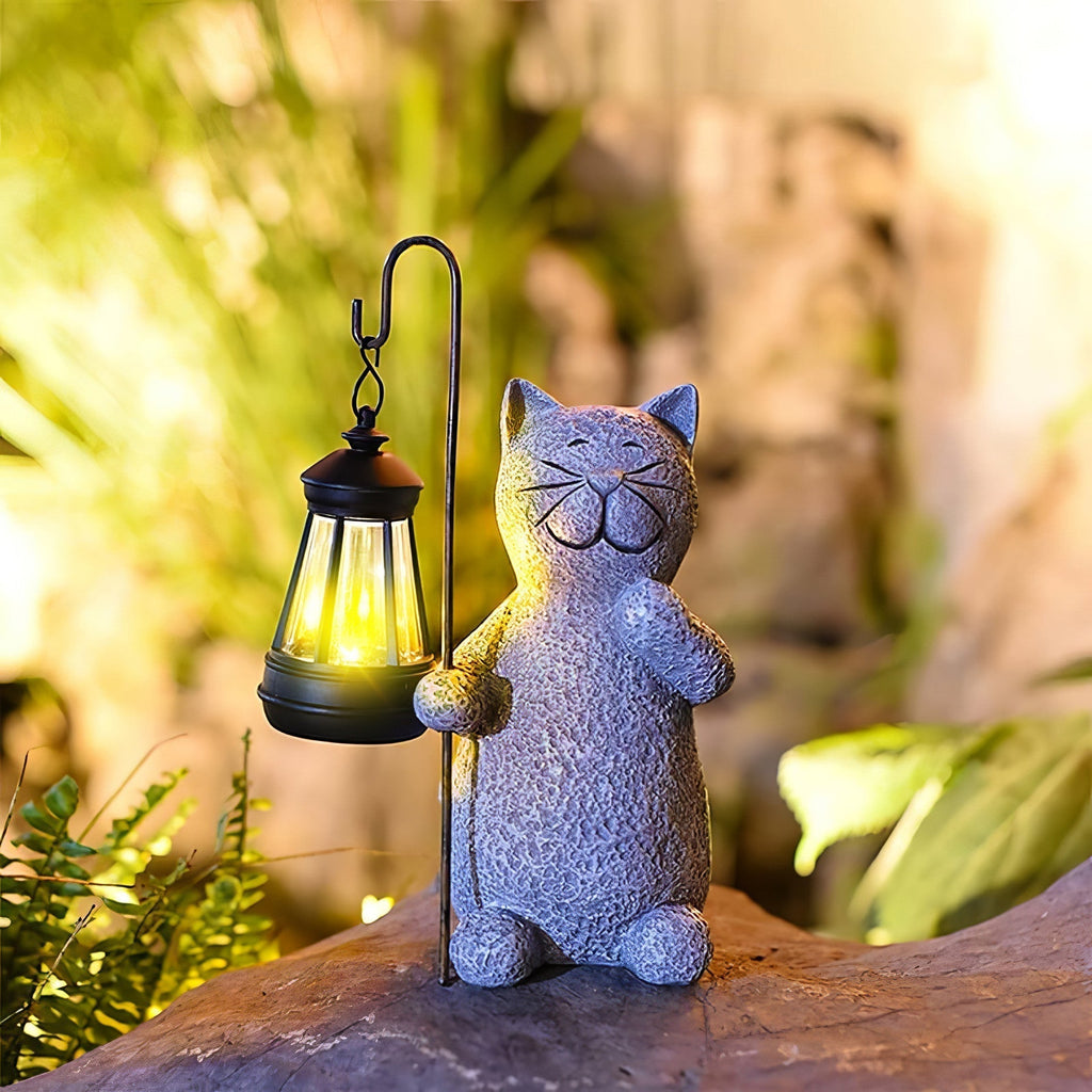 SolaraCat | Solar Golden Cat Garden Lamp With Warm Glow | Veisp