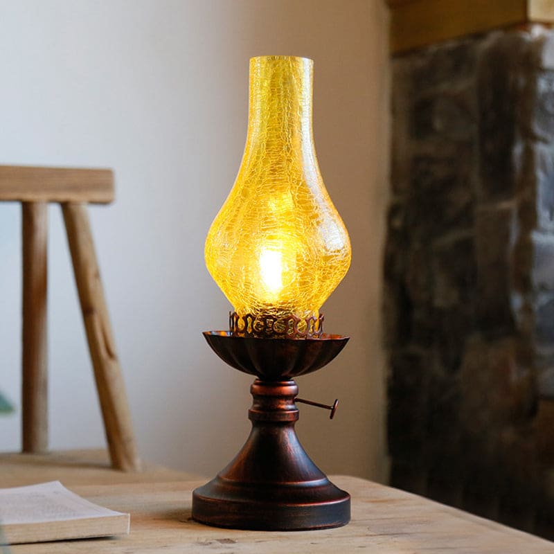 LumaRetro | Vintage Crackle Glass Bedside Accent Lamp | Veisp