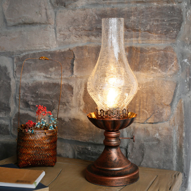LumaRetro | Vintage Crackle Glass Bedside Accent Lamp | Veisp