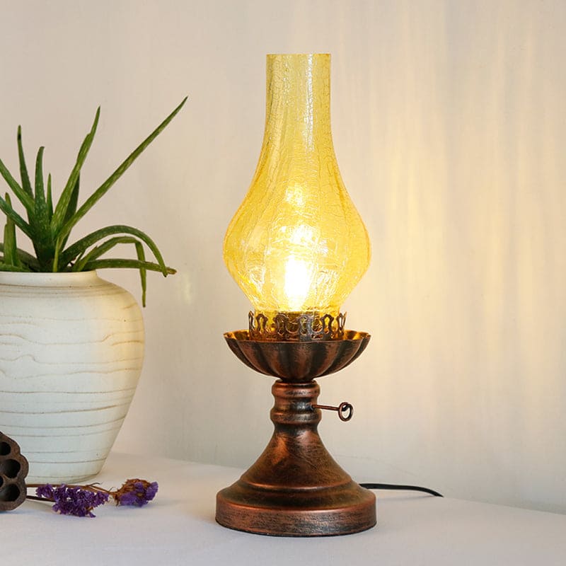 LumaRetro | Vintage Crackle Glass Bedside Accent Lamp | Veisp