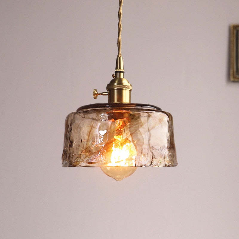 AuricLuxe Vintage LED Gold Metal And Glass Pendant Light | Veisp