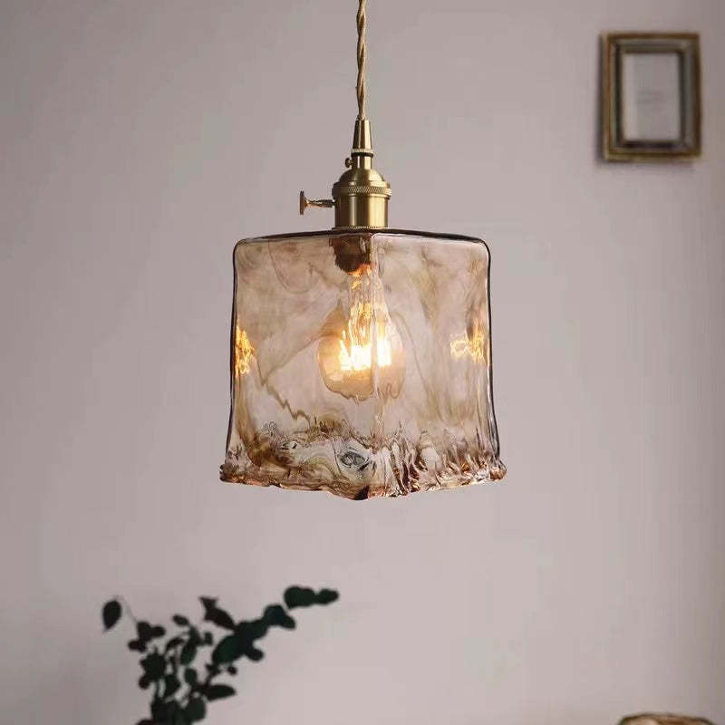 AuricLuxe Vintage LED Gold Metal And Glass Pendant Light | Veisp