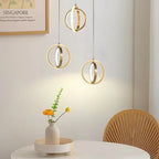 Vellaro Warm Brass Geometric 2 Ring LED Pendant Light | Veisp