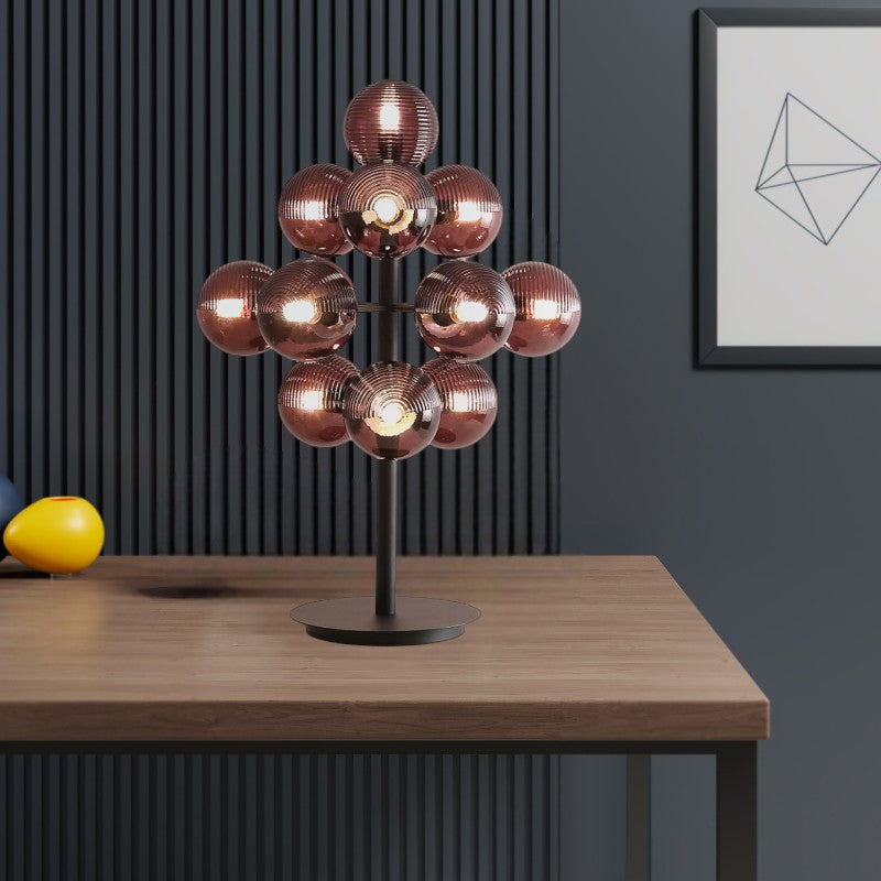 Vinora | Black Iron & Glass Grape-Inspired Table Lamp | Veisp