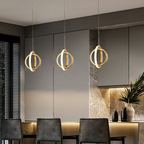 Vellaro Warm Brass Geometric 2 Ring LED Pendant Light | Veisp