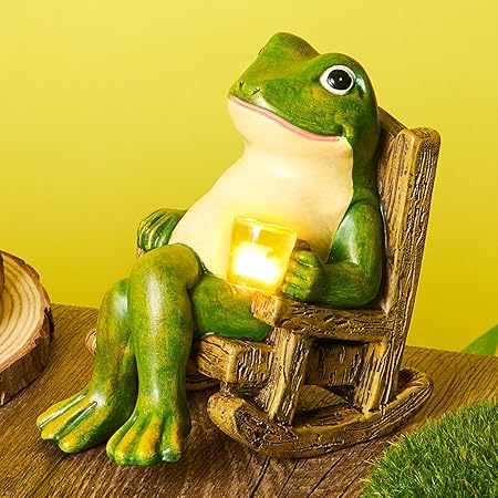 SylvaGlow Frog Statue With Soft Light For Garden And Patio | Veisp