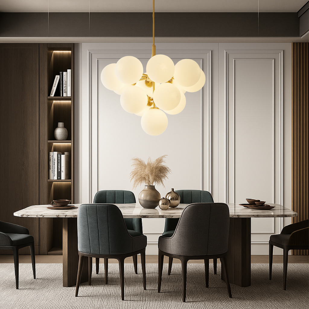 Lumera Nordic Glass Globes Chandelier With Warm Glow