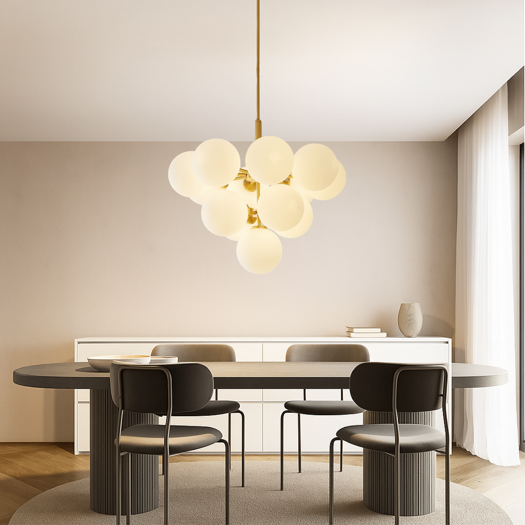 Lumera Nordic Glass Globes Chandelier With Warm Glow