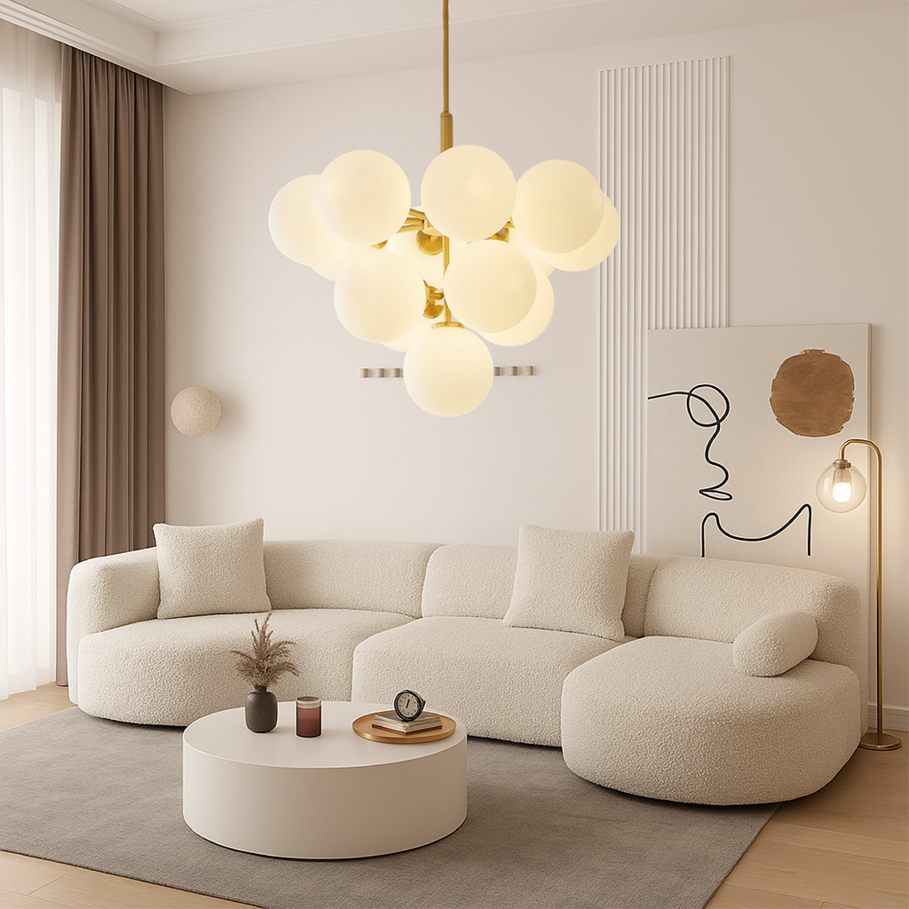 Lumera Nordic Glass Globes Chandelier With Warm Glow