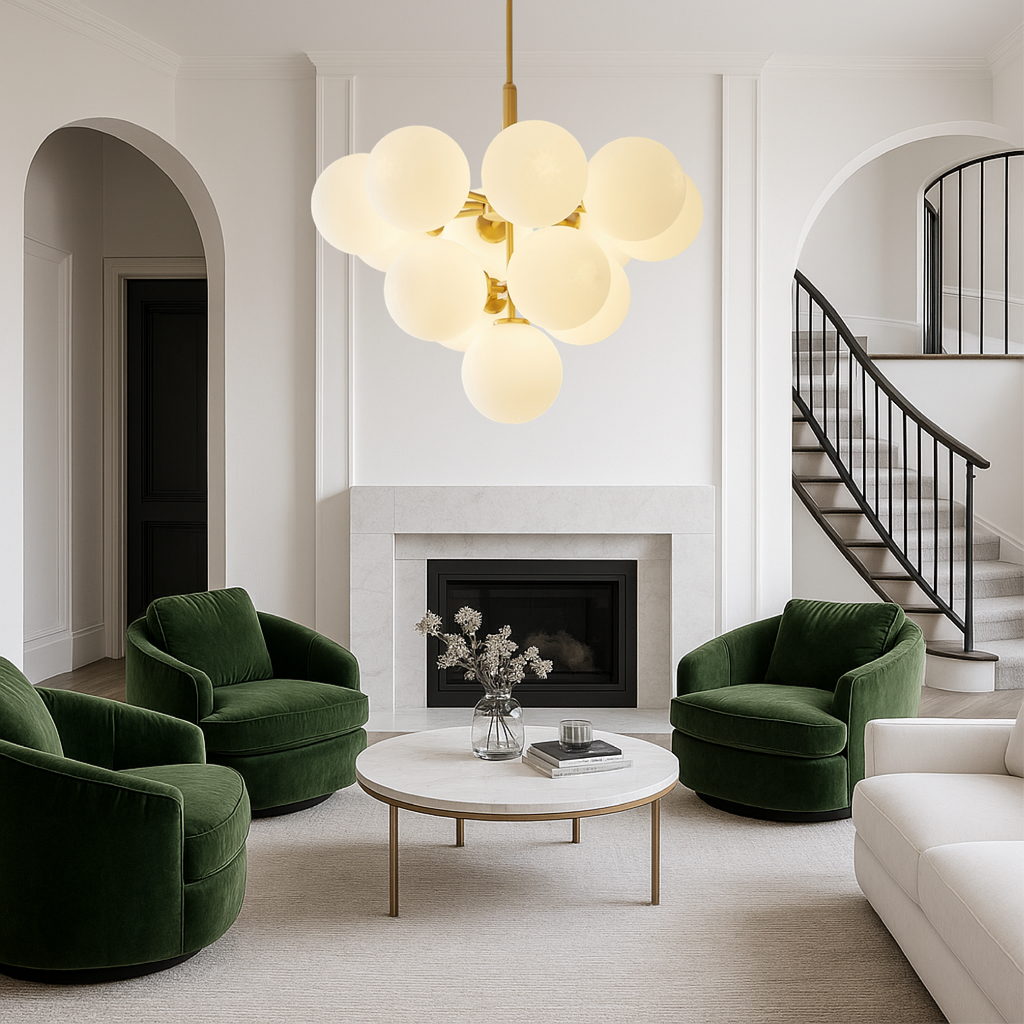 Lumera Nordic Glass Globes Chandelier With Warm Glow