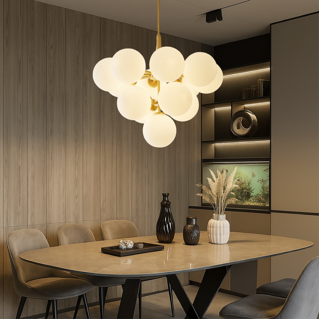 Lumera Nordic Glass Globes Chandelier With Warm Glow