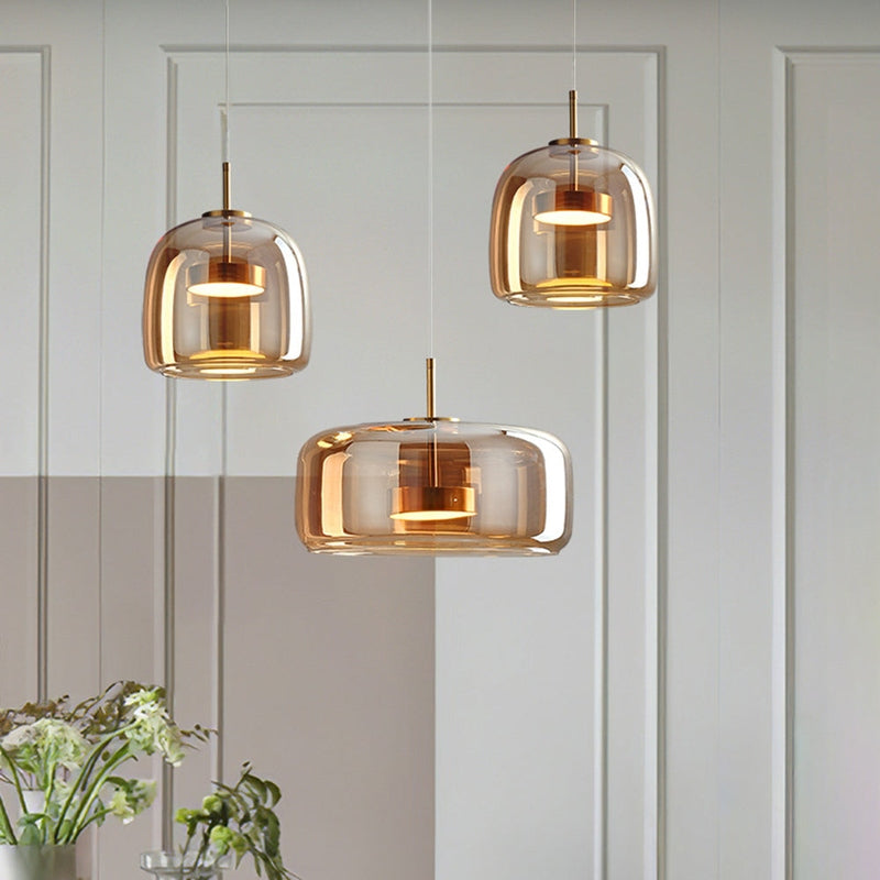 AuricRay Retro Gold Glass LED Pendant Light Fixture | Veisp