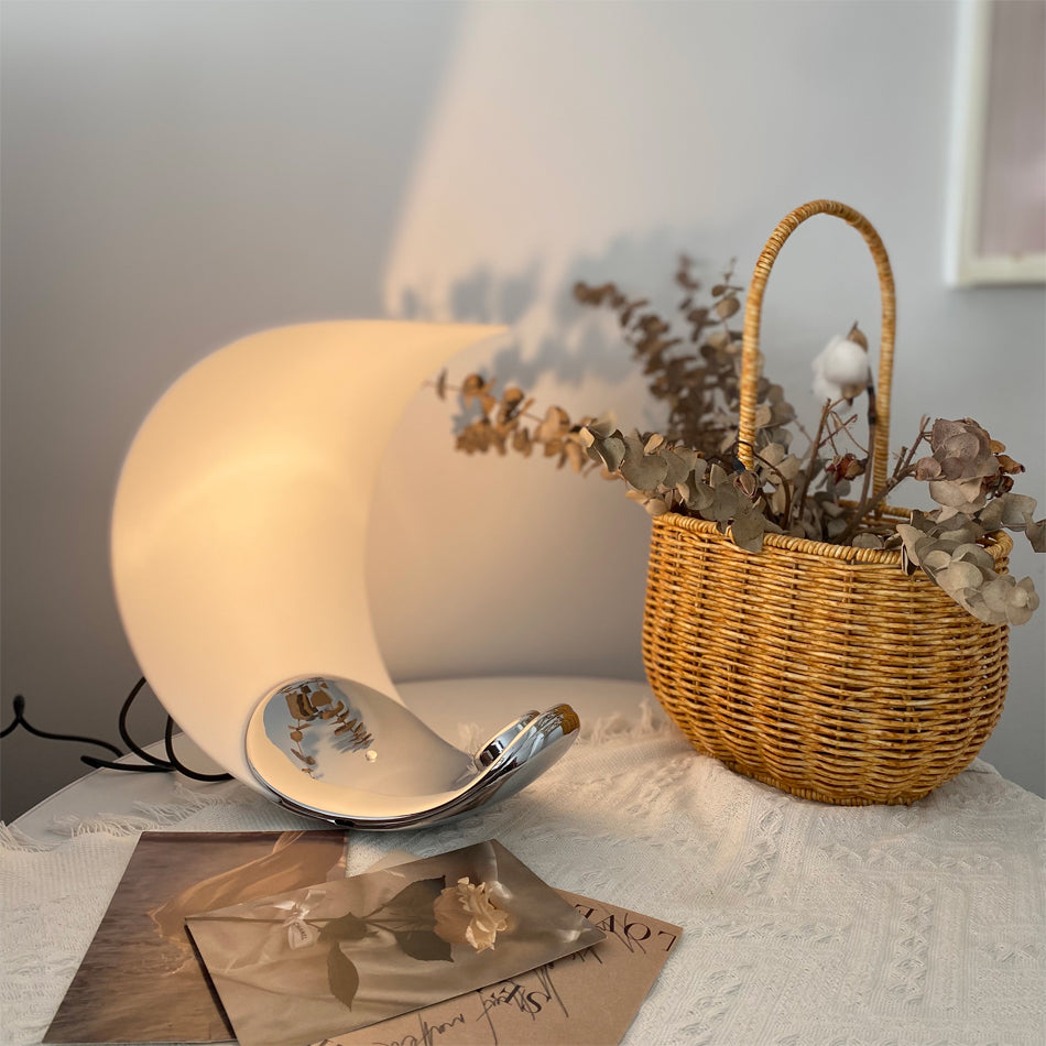 Liora Curved Table Lamp With Elegant Swirls And Soft Glow | Veisp