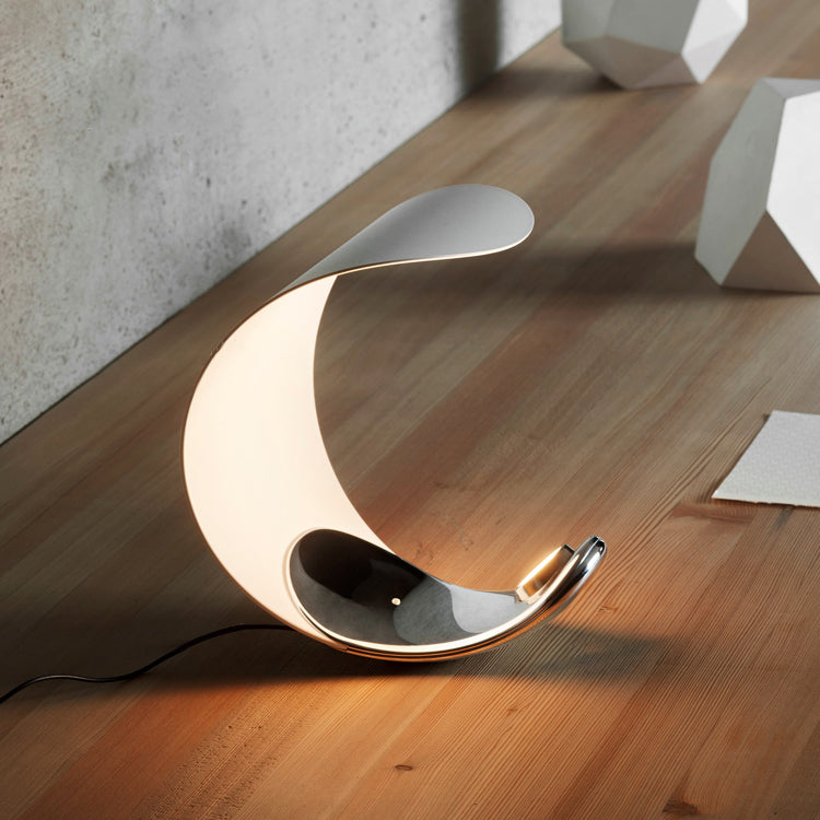 Liora Curved Table Lamp With Elegant Swirls And Soft Glow | Veisp