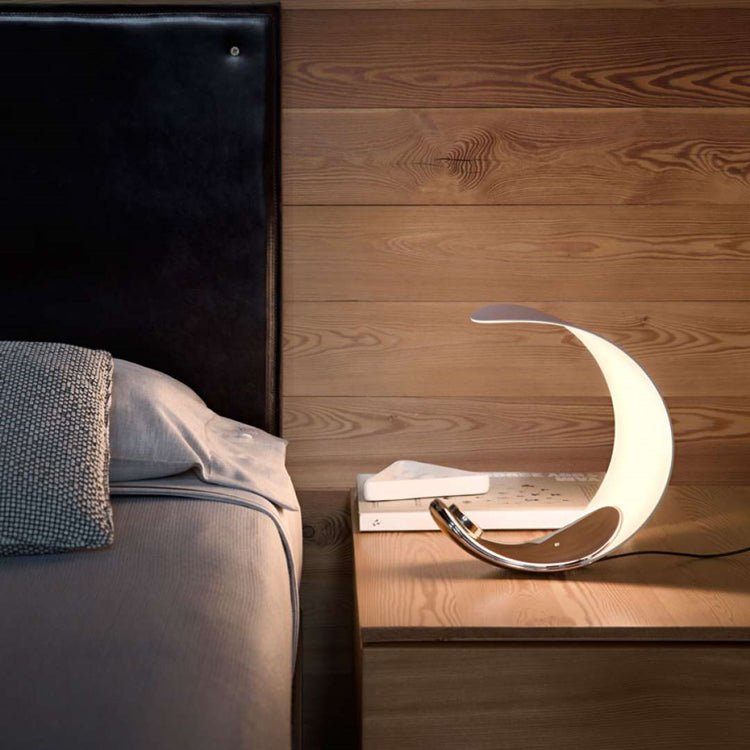 Liora Curved Table Lamp With Elegant Swirls And Soft Glow | Veisp