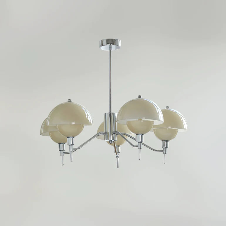 Aurella Crystal Chandelier In Cream Bubble Glass Finish