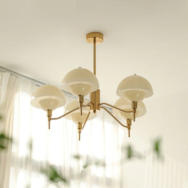 Aurella Crystal Chandelier In Cream Bubble Glass Finish