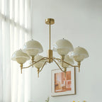 Aurella Crystal Chandelier In Cream Bubble Glass Finish