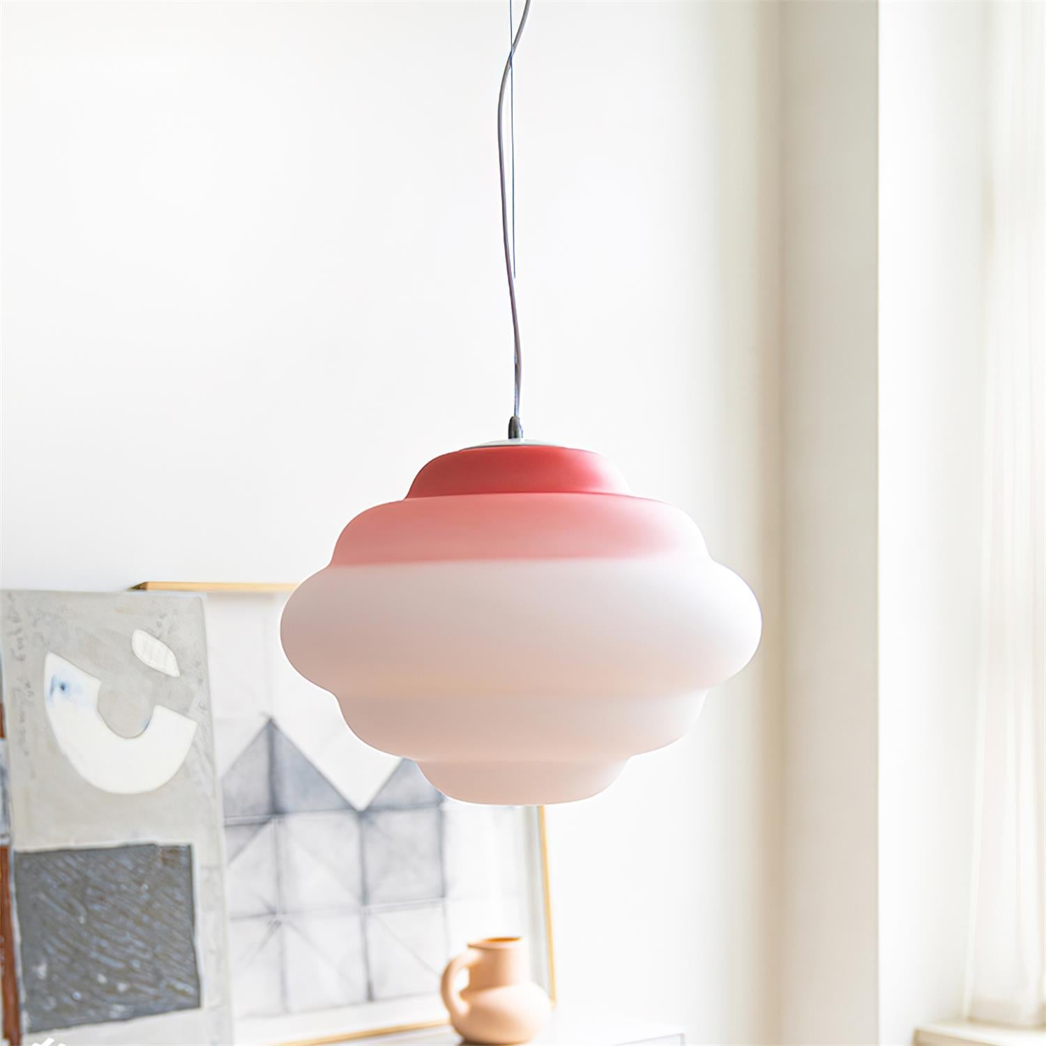 NimbusGlow Frosted Glass Pendant Lamp In Gradient Shades | Veisp