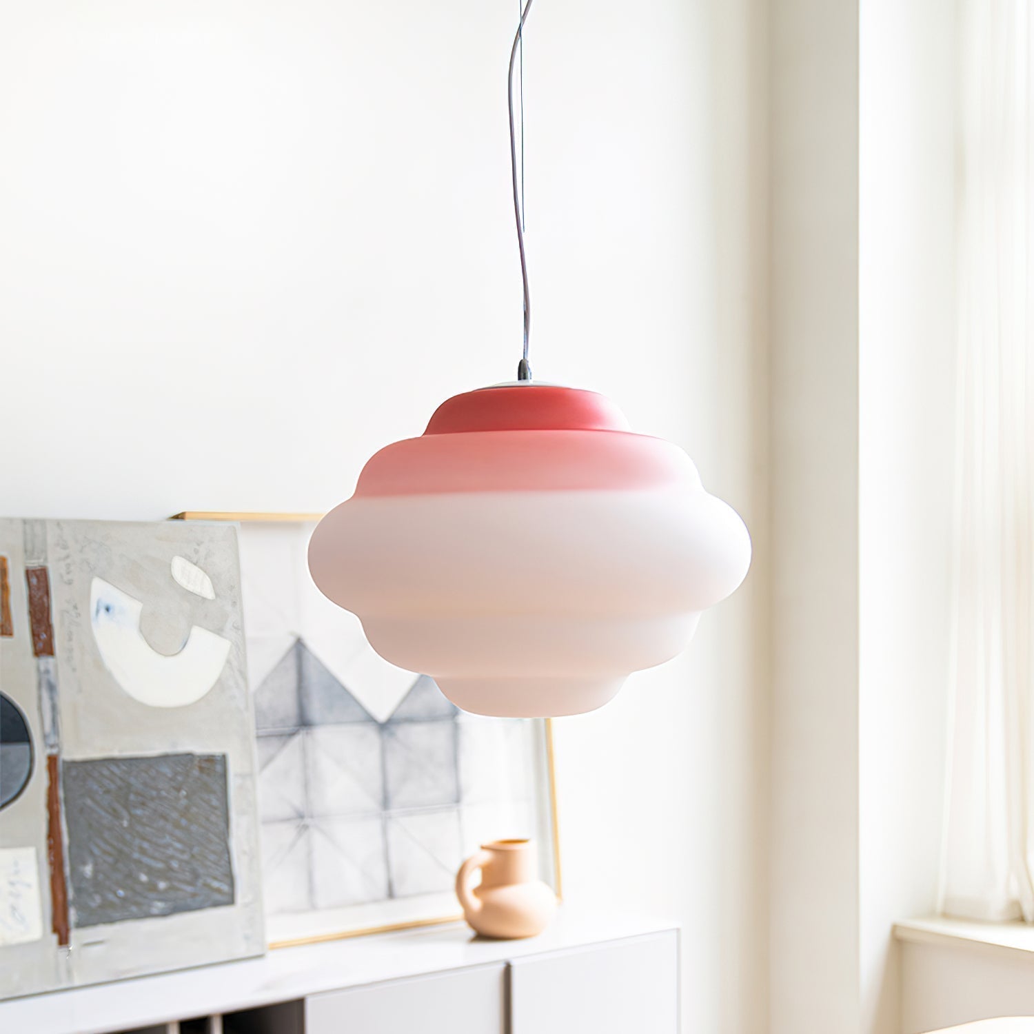 NimbusGlow Frosted Glass Pendant Lamp In Gradient Shades | Veisp