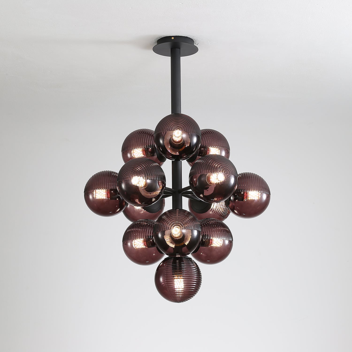 Vellaro | Grape Inspired Black Iron And Glass Pendant Light | Veisp