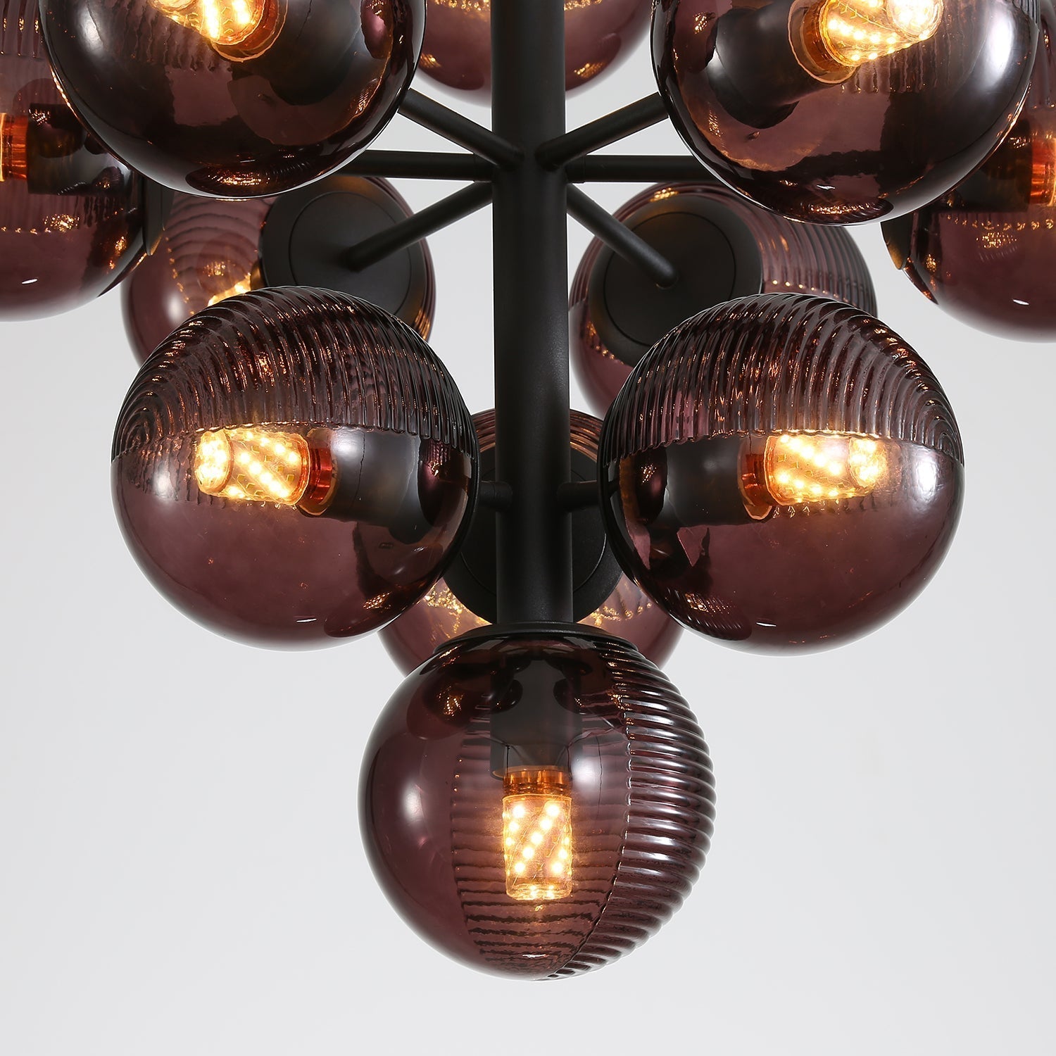 Vellaro | Grape Inspired Black Iron And Glass Pendant Light | Veisp