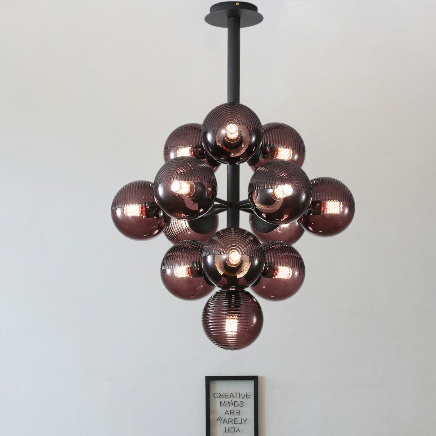 Vellaro | Grape Inspired Black Iron And Glass Pendant Light | Veisp