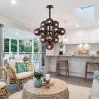 Vellaro | Grape Inspired Black Iron And Glass Pendant Light | Veisp