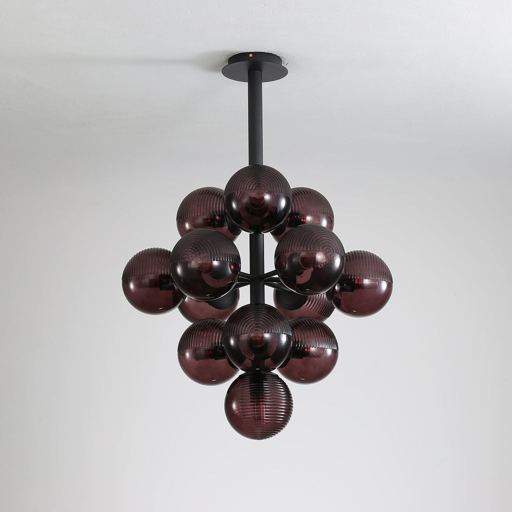 Vellaro | Grape Inspired Black Iron And Glass Pendant Light | Veisp