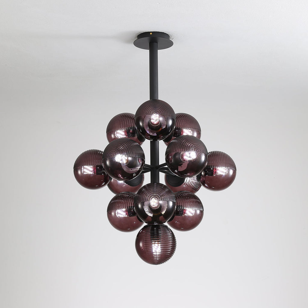 Vellaro | Grape Inspired Black Iron And Glass Pendant Light | Veisp