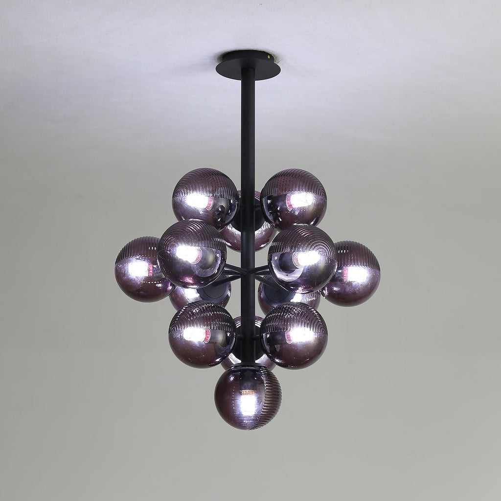 Vellaro | Grape Inspired Black Iron And Glass Pendant Light | Veisp
