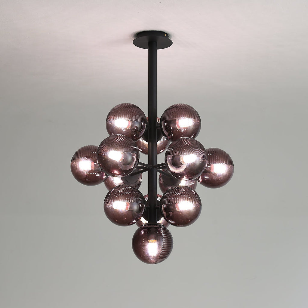 Vellaro | Grape Inspired Black Iron And Glass Pendant Light | Veisp
