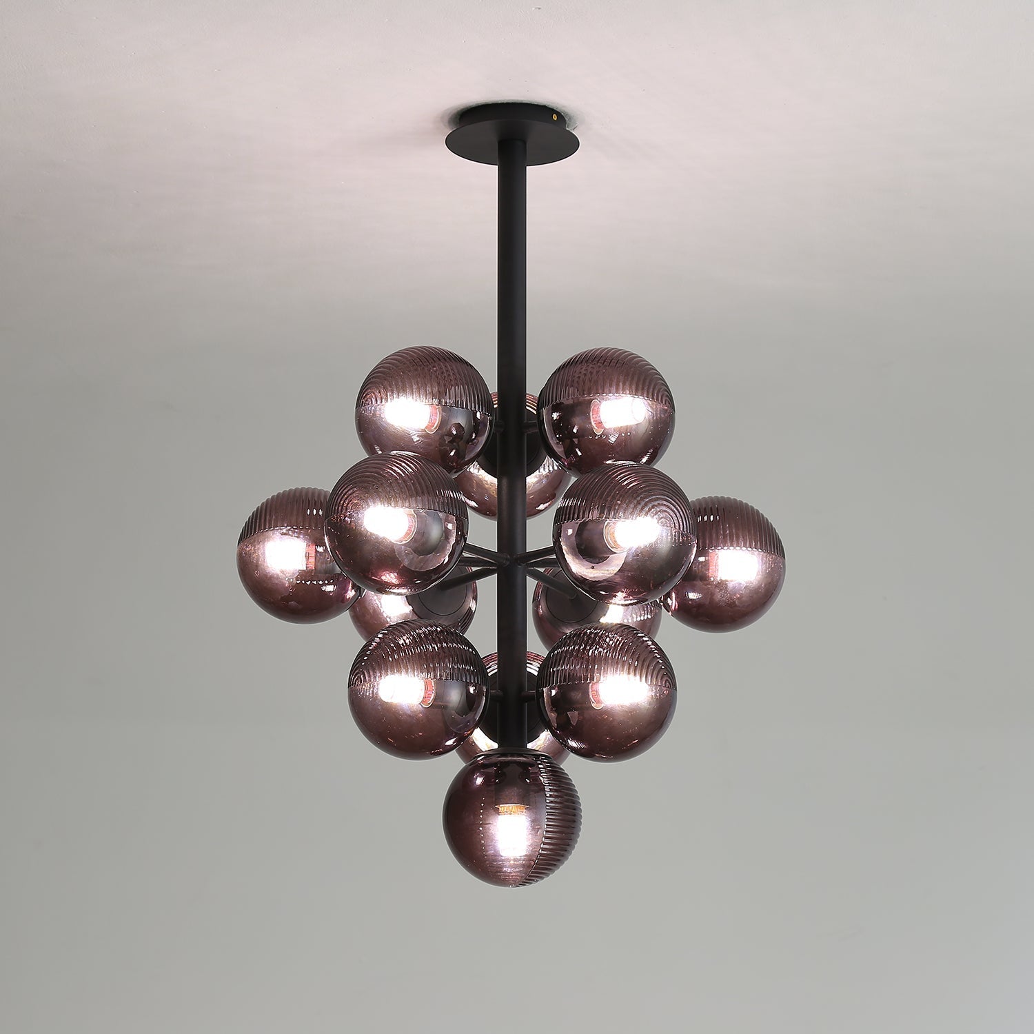 Vellaro | Grape Inspired Black Iron And Glass Pendant Light | Veisp
