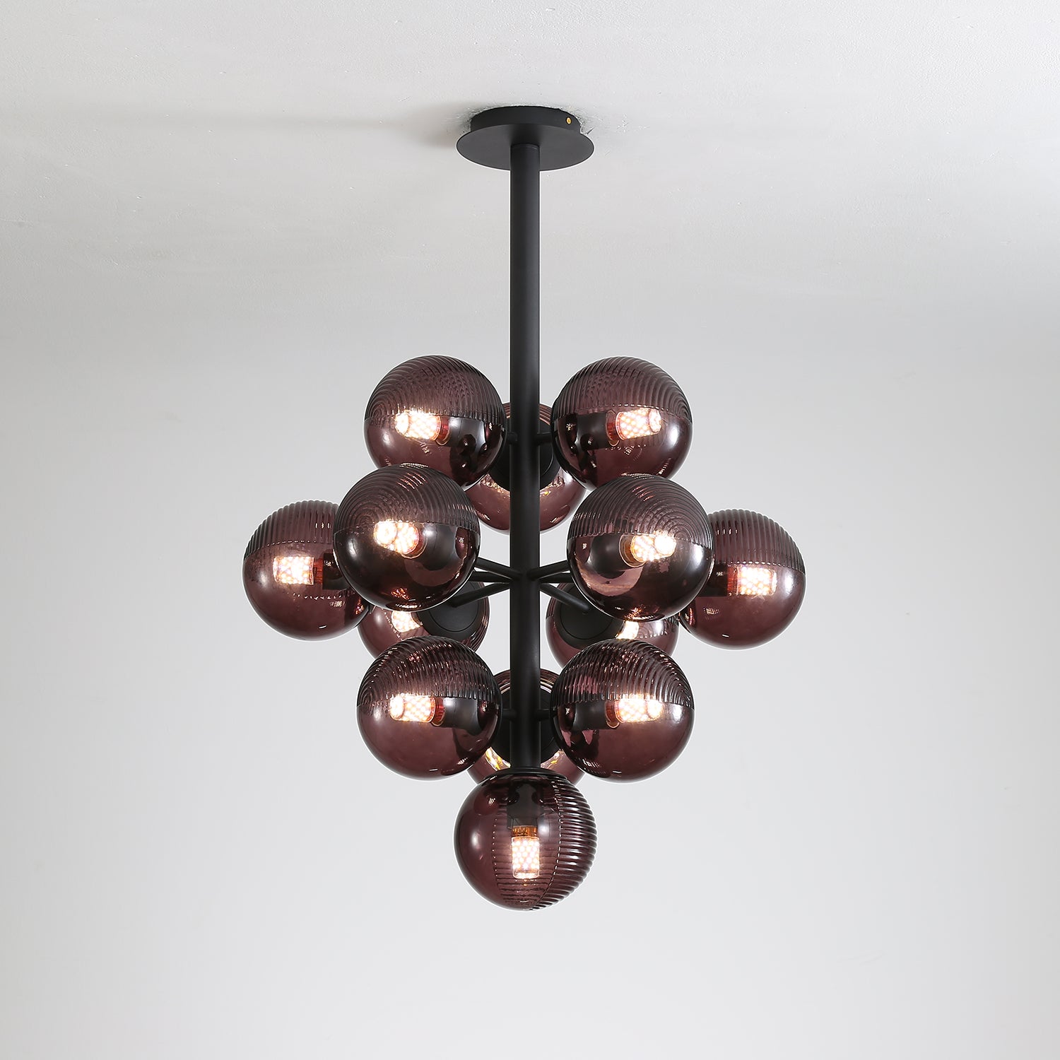 Vellaro | Grape Inspired Black Iron And Glass Pendant Light | Veisp