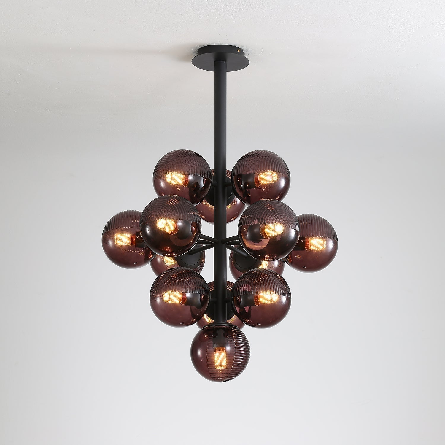 Vellaro | Grape Inspired Black Iron And Glass Pendant Light | Veisp