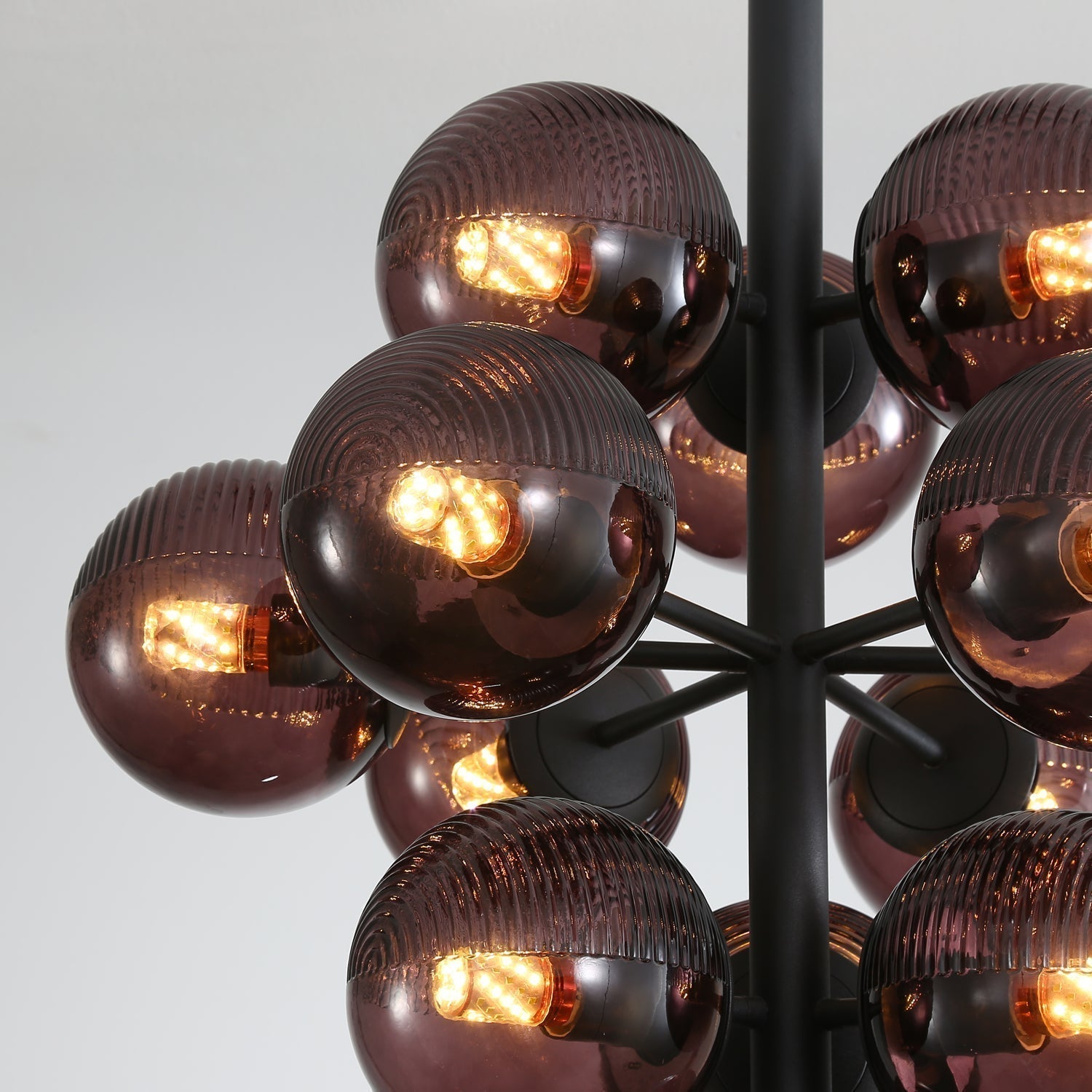 Vellaro | Grape Inspired Black Iron And Glass Pendant Light | Veisp