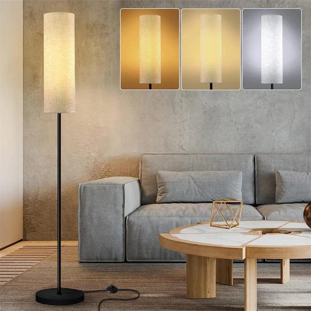 VeraLum Linen Shade Floor Lamp With Iron Base And LED | Veisp