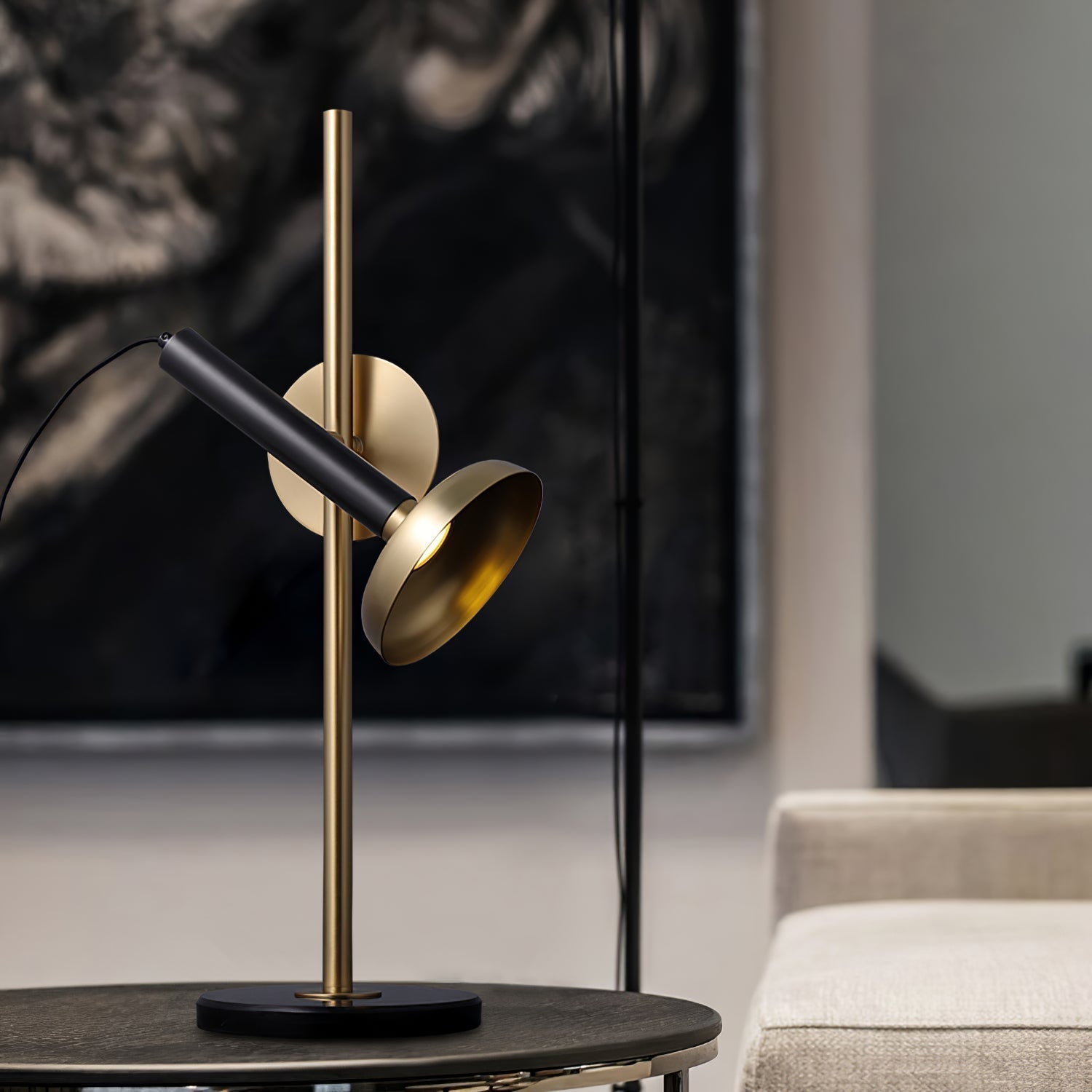LumaSleek | LED Touch Table Lamp In Gold And Black Frame | Veisp