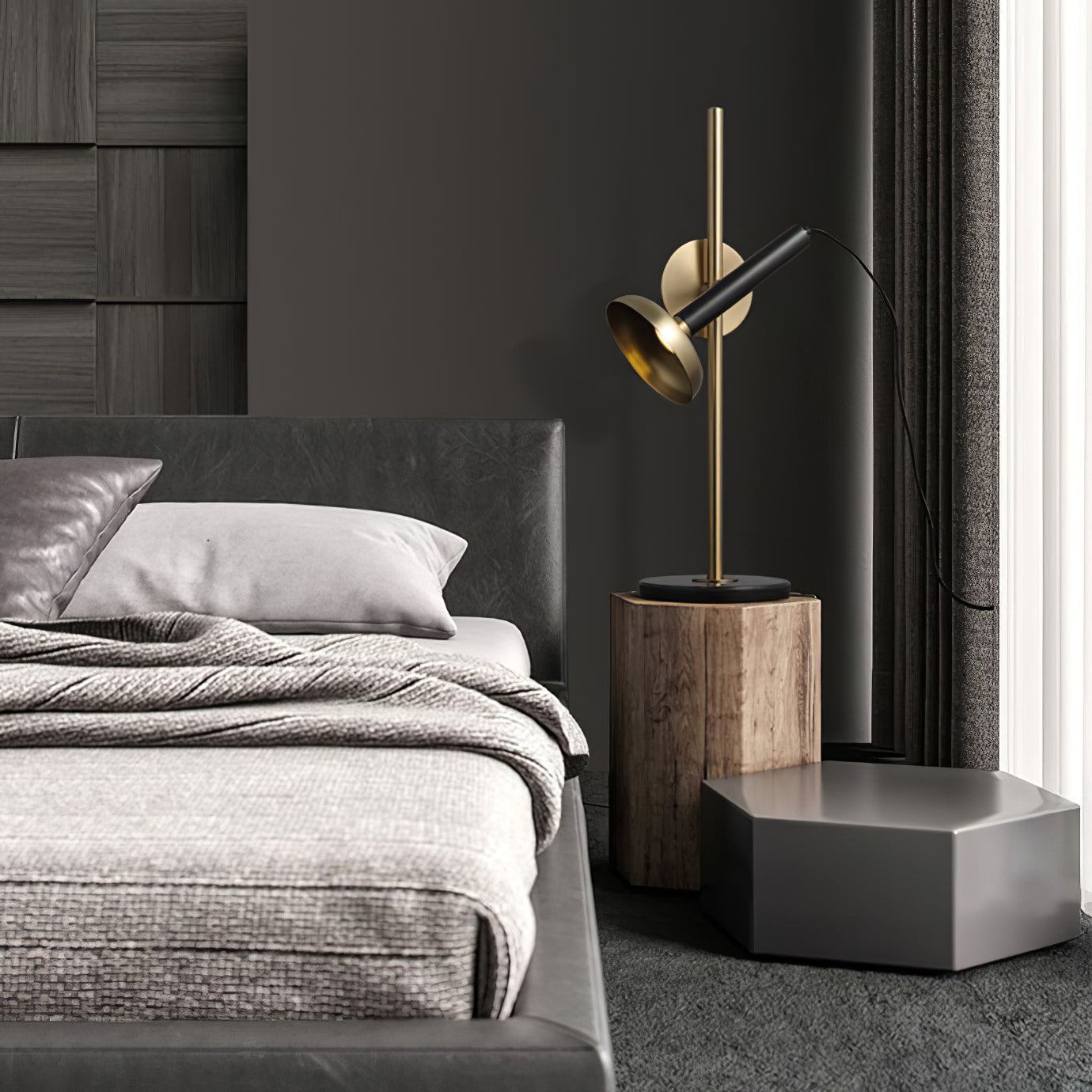 LumaSleek | LED Touch Table Lamp In Gold And Black Frame | Veisp