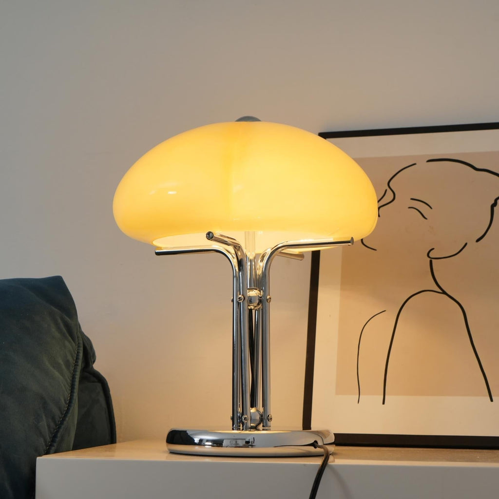 Cresca | Bauhaus Mushroom Table Lamp in Amber Glass | Veisp