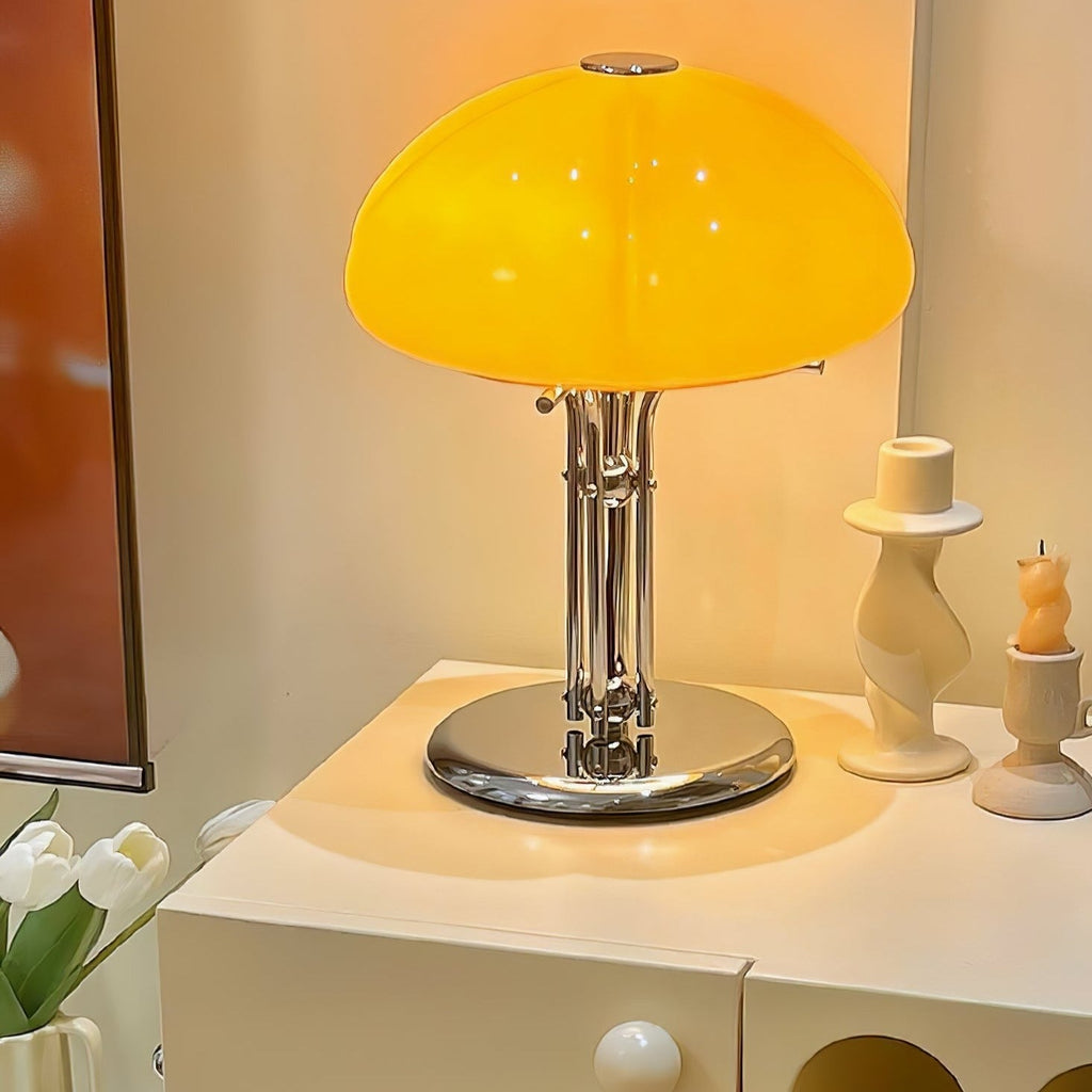 Cresca | Bauhaus Mushroom Table Lamp in Amber Glass | Veisp