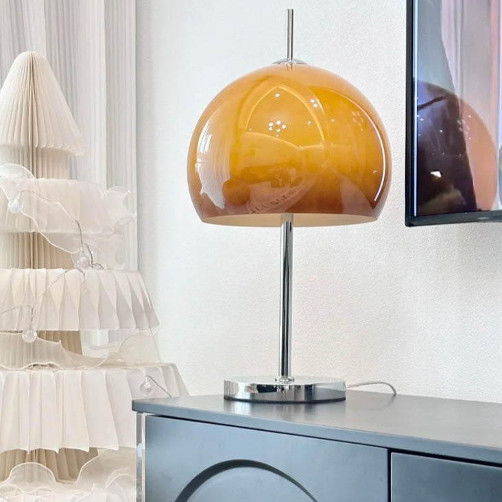 Cresca | Bauhaus Mushroom Table Lamp in Amber Glass | Veisp