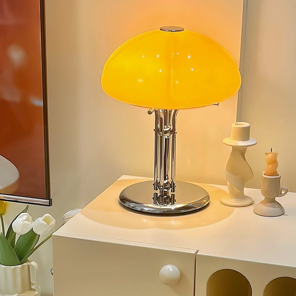 Cresca | Bauhaus Mushroom Table Lamp in Amber Glass | Veisp