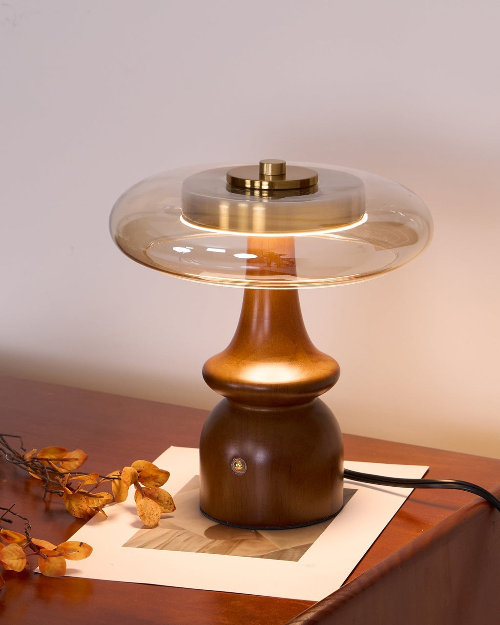 Aurelle | Modern Amber & Smoke Dome Ambient Accent Lamp | Veisp