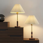 Elmora Pleated Linen Shade Table Lamp In Wood And Metal | Veisp