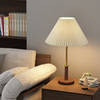 Elmora Pleated Linen Shade Table Lamp In Wood And Metal | Veisp