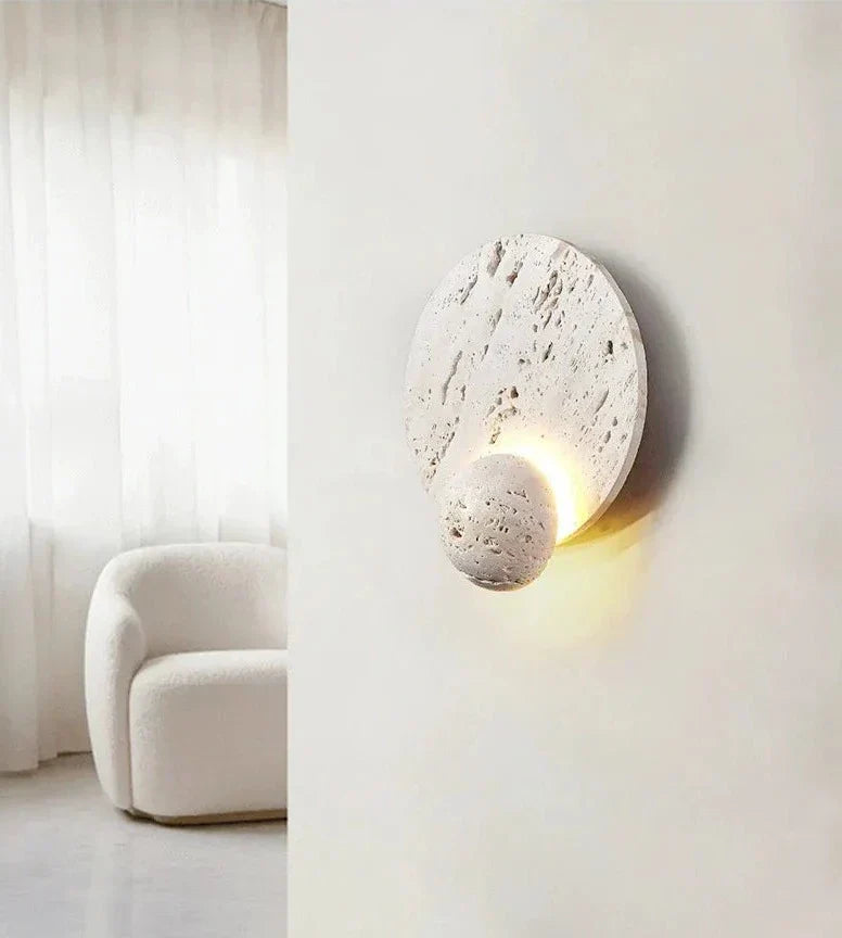 MiraStone Round Stone Wall Sconce For Living Room Decor | Veisp