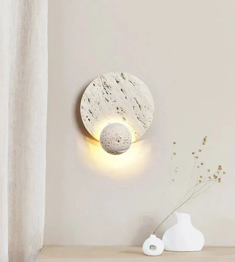 MiraStone Round Stone Wall Sconce For Living Room Decor | Veisp